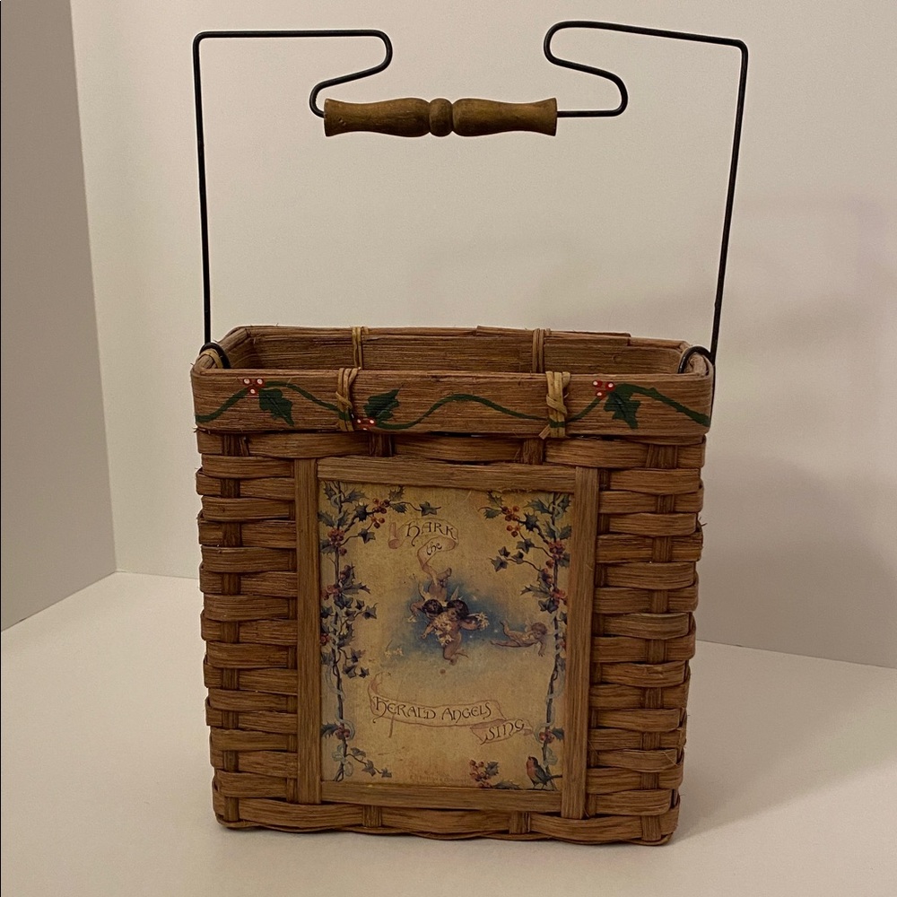 Square Christmas Themed Basket “Hark The Herald Angels Sing” w/Angels Cherubs - Picture 16 of 16